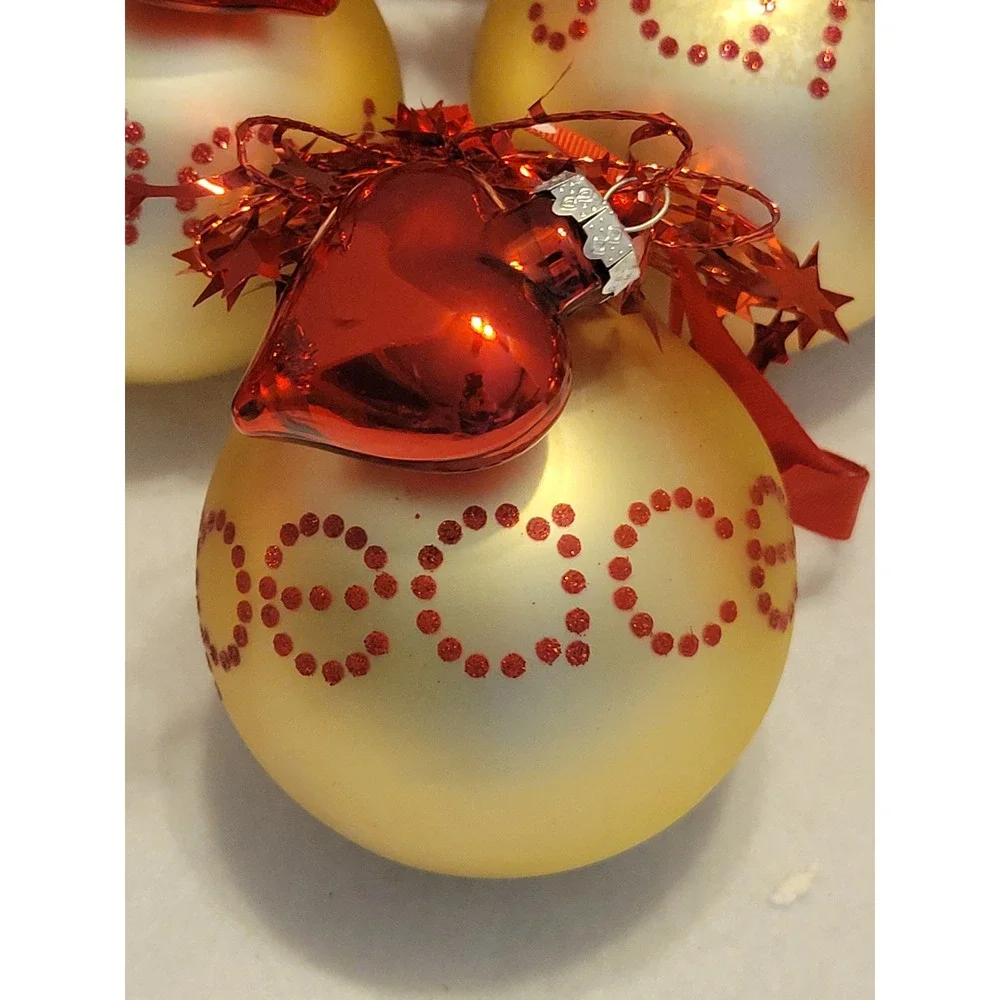 VTG Quacker Factory Sparkle Shine Christmas Ornaments Baker's Dozen Gold Red Set